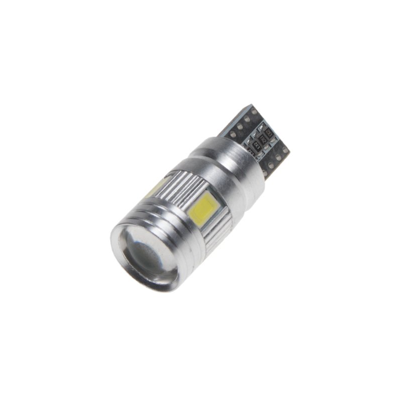 LED T10 bílá, 12V, 6LED/5630SMD s čočkou (952006cb) 2 ks