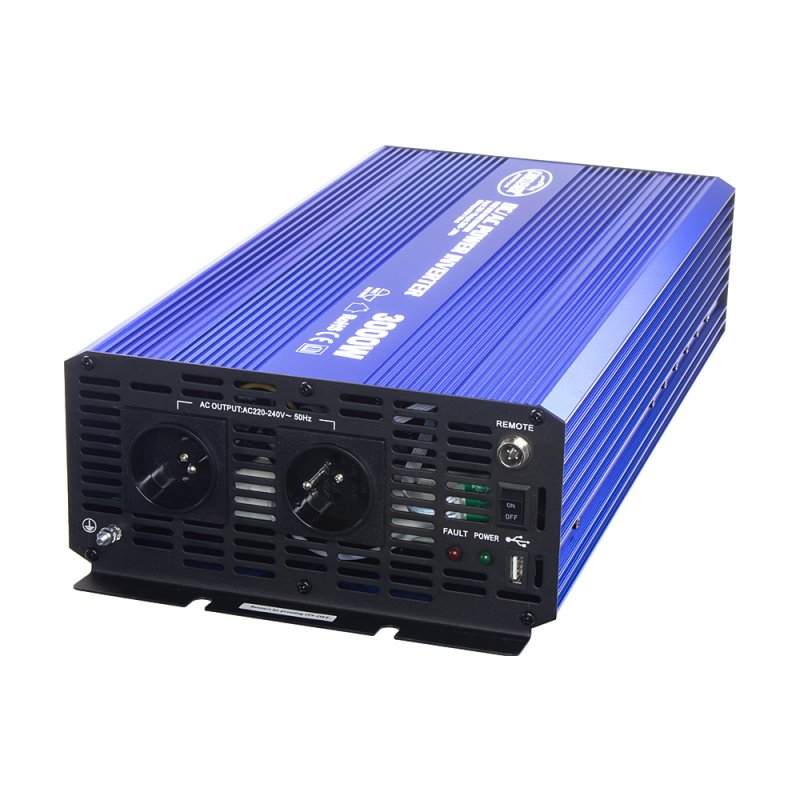 CARCLEVER Sinusový měnič napětí z 24/230V + USB, 3000W (35psw3024)