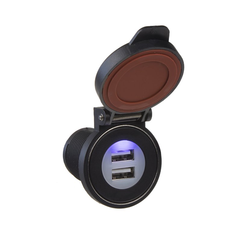 2x USB ve voděodolém IPX3 pouzdře s magnetickou krytkou 12/24V, 2x2,4A (34557)