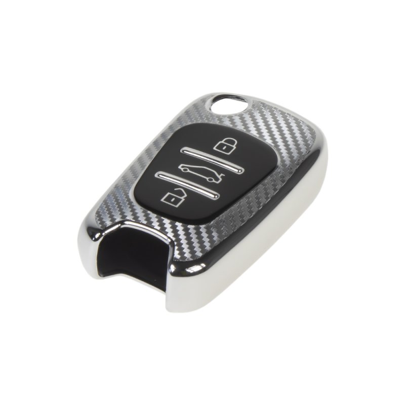 TPU obal pro klíč Hyundai/Kia, carbon stříbrný (484HY102CS)