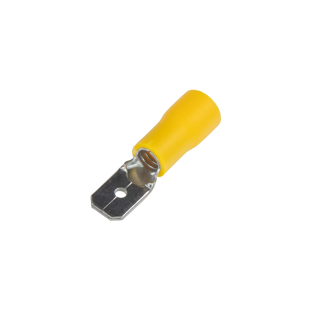 Zástrčka plochá 6,3 mm žlutá, 100ks (4000803)
