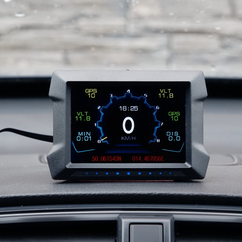 Palubní DISPLEJ  3,5 LCD, GPS měřič rychlosti s vestavěným víceosým gyroskopem a přísavkou (se141)
