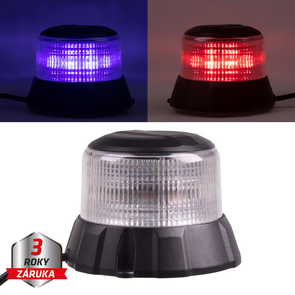 CARCLEVER Robustní modro-červený LED maják, černý hliník, 48W, ECE R10 (wl403fixdualBR)