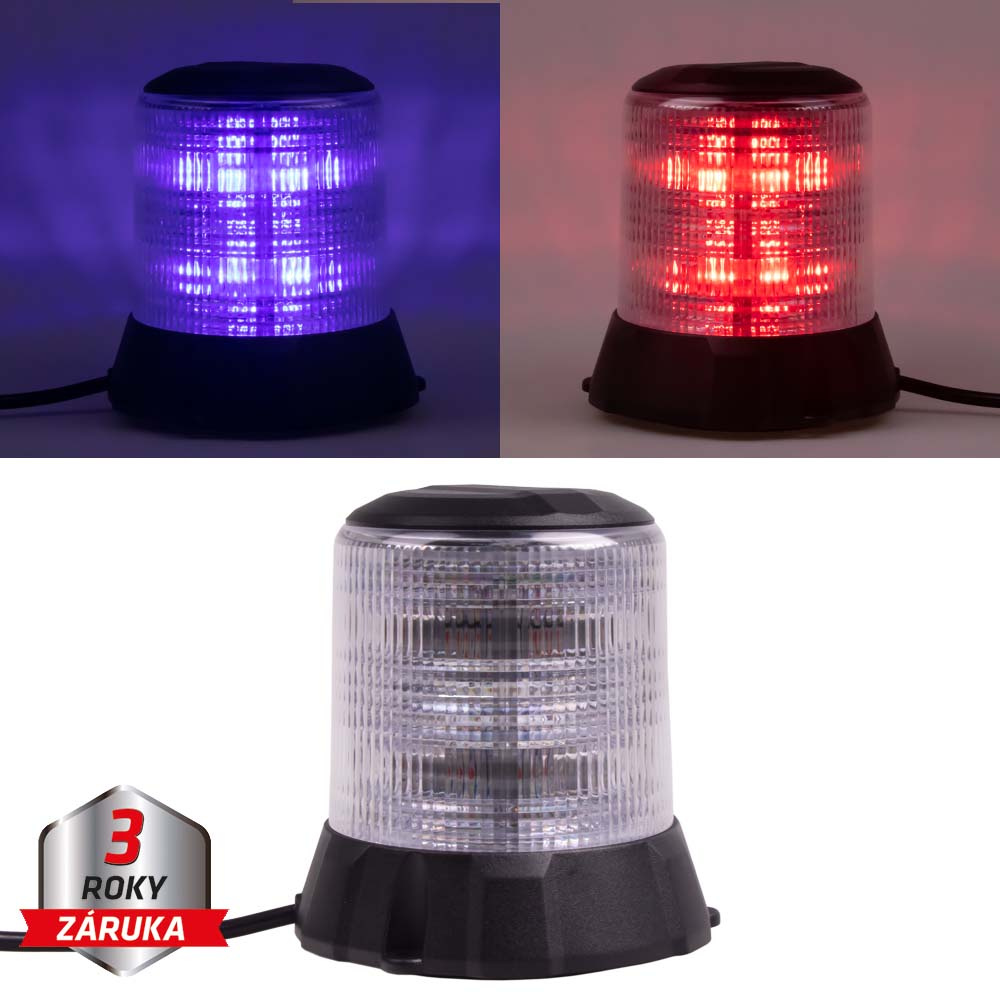 CARCLEVER Robustní modro-červený LED maják, černý hliník, 96W, ECE R10 (wl405dualBR)