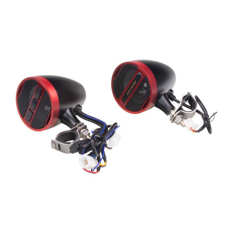 CARCLEVER Zvukový systém na motocykl, skútr, ATV s FM, USB, BT, barva červená/černá (rsm103r)