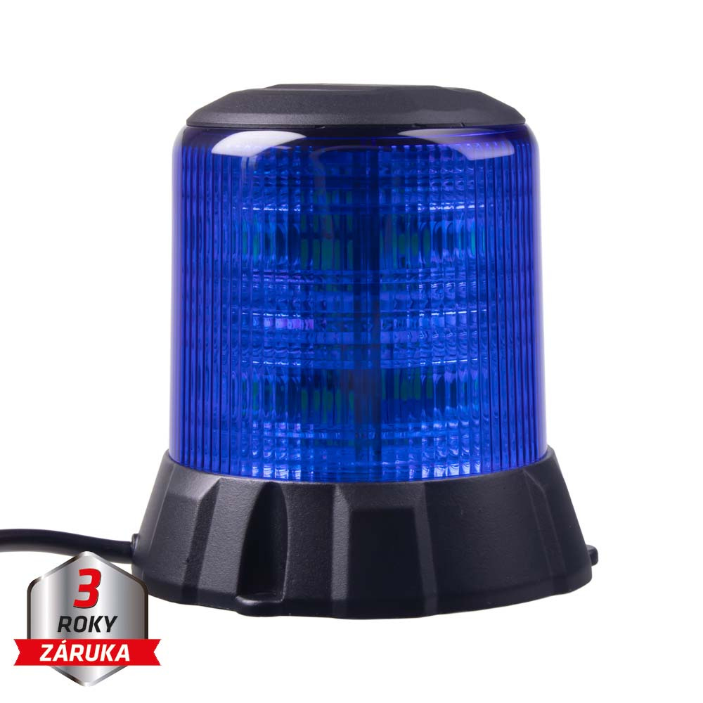 CARCLEVER Robustní modrý LED maják, černý hliník, 96W, ECE R65 (wl405fixblu)