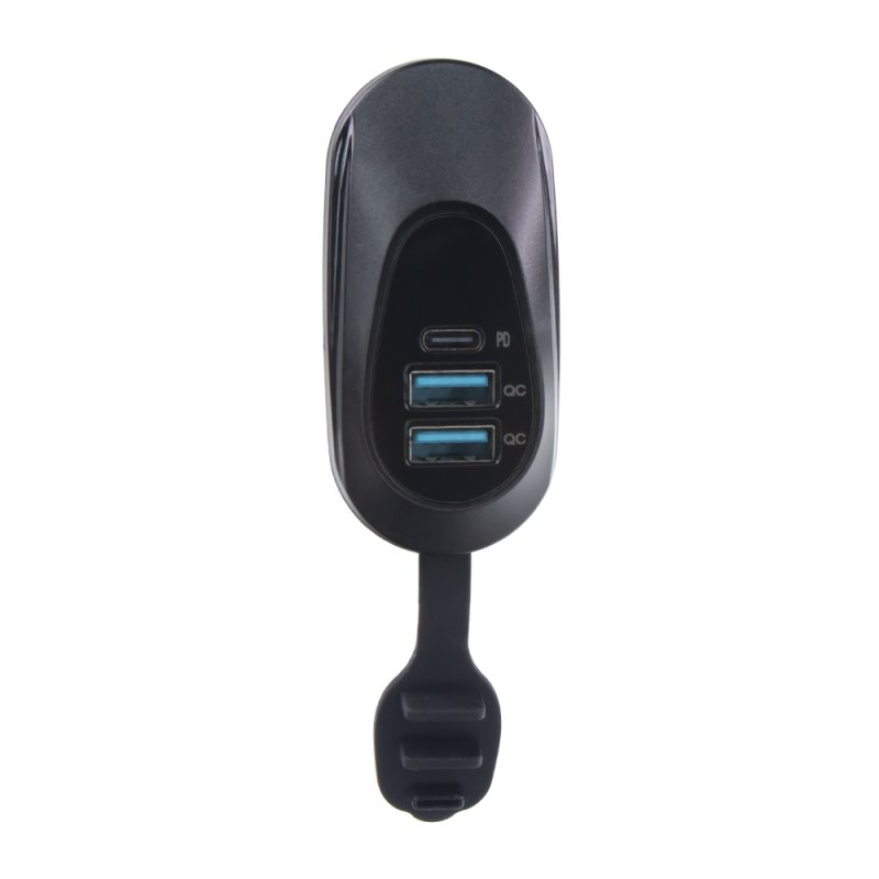 2x USB QC3.0 + USB-C zásuvka 12/24V, montáž na povrch (34710.2)