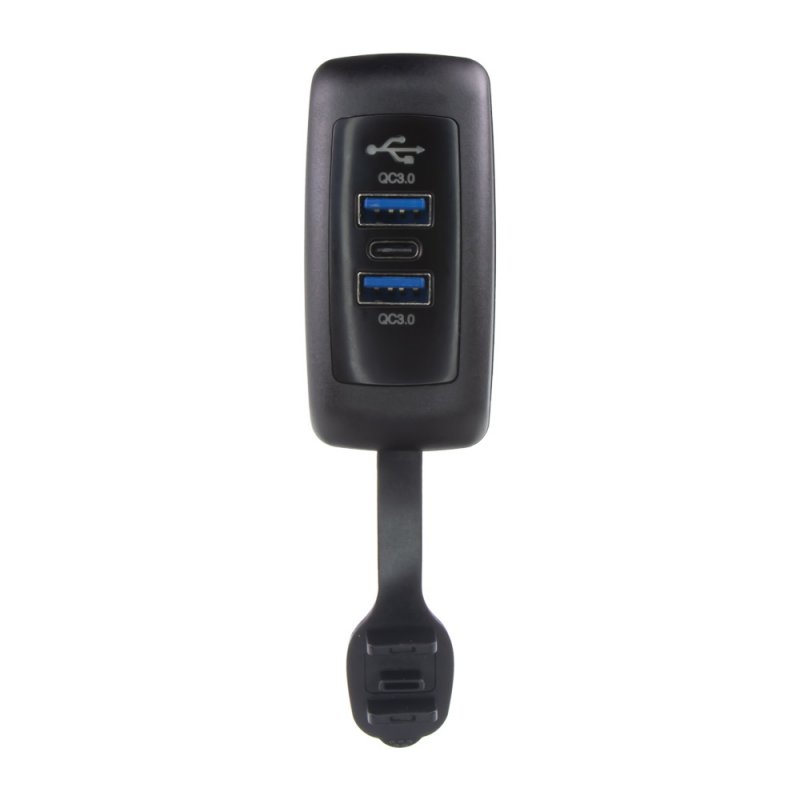 2x USB QC3.0 + USB-C zásuvka 12/24V, montáž na povrch (34712)