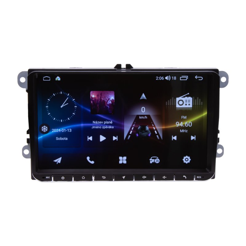 CARCLEVER Autorádio pro VW, Škoda s 9 LCD, OS Android, WI-FI, GPS, CarPlay, Bluetooth, 2x USB, 4G (80896AC6)