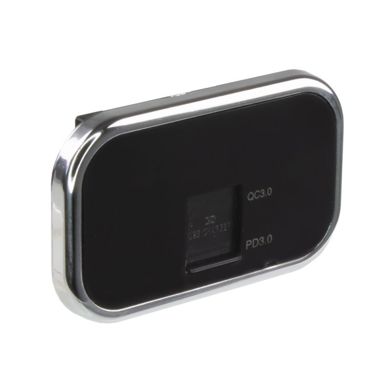 USB QC3.0 + USB-C zásuvka 12/24V, chromový rámeček (34678.2)
