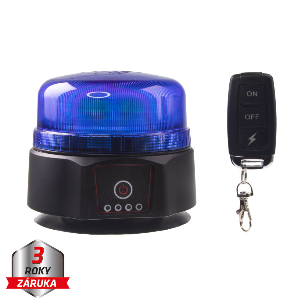 AKU LED maják, 36xLED modrý, dálkové ovládání, magnet, ECE R65 (wlbat812bluRE)