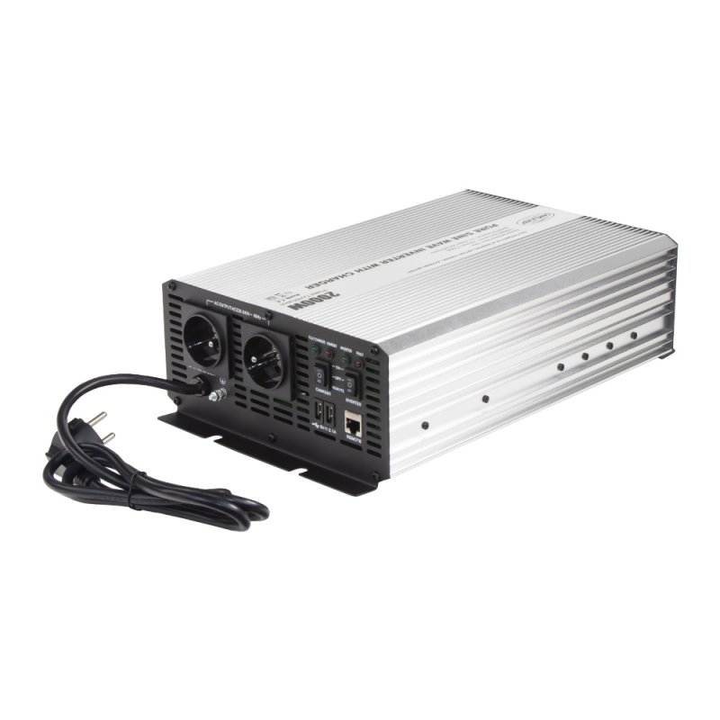 CARCLEVER Sinusový měnič napětí UPS 2000W 12/230V + nabíječka 12V/15A (35pswCH2012)