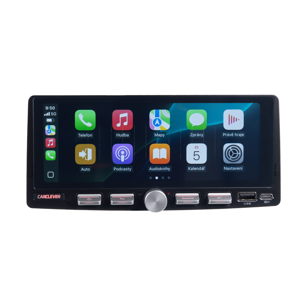 CARCLEVER 1DIN autorádio s 6,86 LCD, Android, WI-FI, GPS, CarPlay, Bluetooth, 3xUSB 1xUSB-C (80827AC) NOVINKA