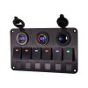 Panel s 6x spínači, CL, voltmetr + USB zásuvka, 12/24V (47157)