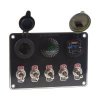 Panel s 5x spínači + 2x USB/Voltmetr a CL zásuvka, 12/24V (47180)